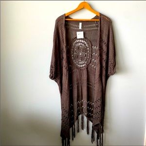 NEW Boutique L Love Open Weave Knit Shawl Cardigan Small
